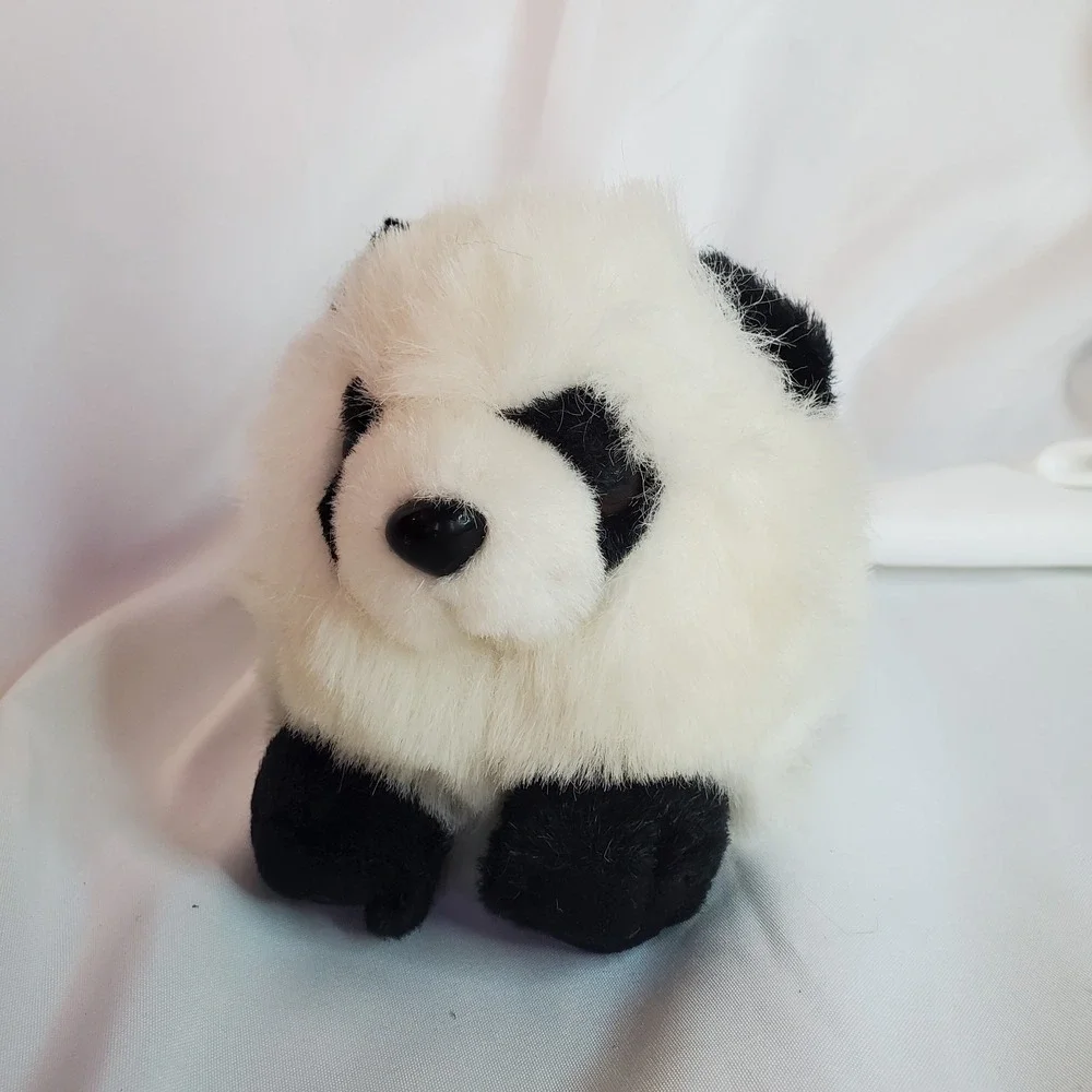 Vintage 1997 Swibco Puffkins Peter Panda Plush Stuffed‎ Ball 5 In Black White